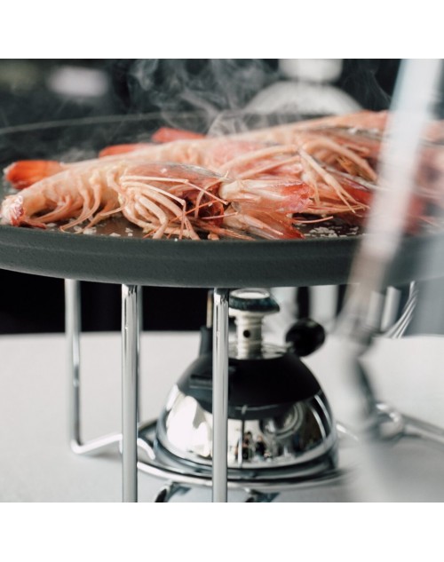 Conjunto de Plato de Hierro Fundido con Soporte y Quemador de Gas para  Cocinar en Mesa Alexalo