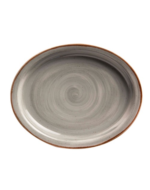 Fuente oval Gris  Artisan 29 x 27,5 cm x 12 unidades para bares y restaurantes Corona