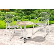 Conjunto Mesa Redonda y 4 sillas Aluminio Anodizado Para Terrazas de Bares y Cafeterías