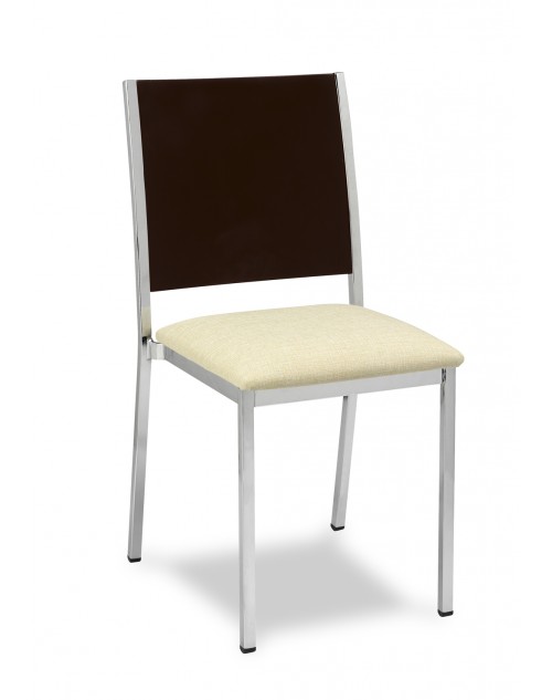 Silla Apilable Para Bares y Restaurantes Tubo Acerado Respaldo y Asiento Tapizado M.138 Muebles Romero