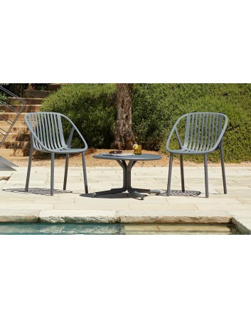 Conjunto 2 Sillones y Mesa Baja Bini Lounge Resol Para Terraza y Jardín