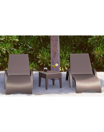  Conjunto 2 Tumbonas Fiji y Mesa Auxiliar Miami Rattan Exterior Resol Garbar