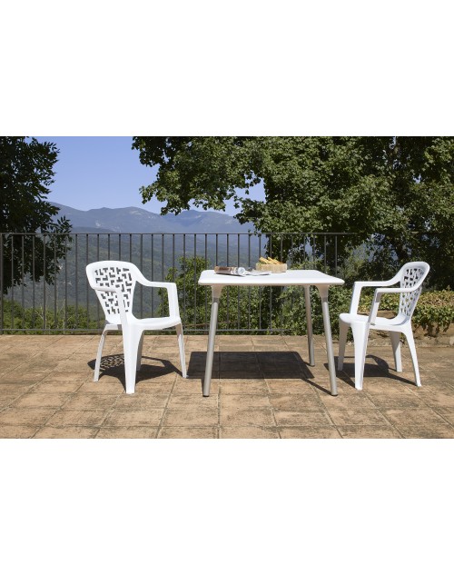 Mesa exterior blanca 90x90 Loise