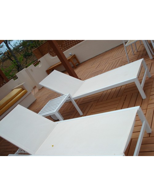 Conjunto Jardín y Piscina 2 Tumbonas + Mesa Auxiliar Shio Aluminio Blanco Resol Garbar