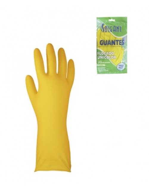 Guantes de Limipieza Goma Flocados Amarillos. Ressol. Pack-12 Pares