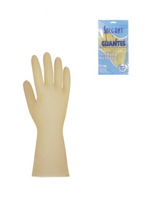 Guantes de Limipieza Goma Satinados Color Natural. Ressol. Pack-12 Pares