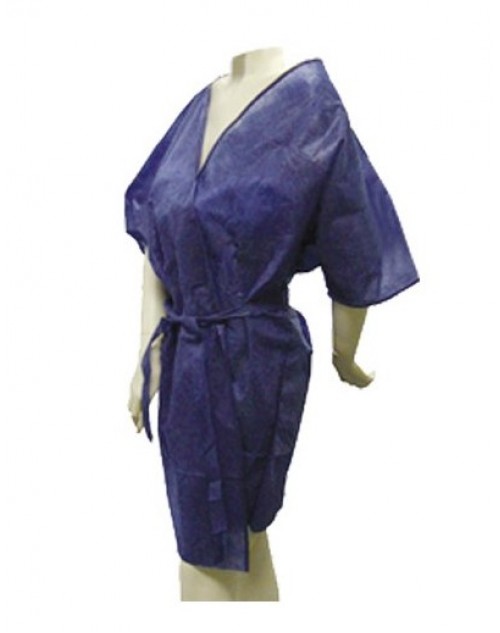 Bata Kimono Cruzada Desechable Un Sólo Uso Tejido sin tejer . Azul. Pack-100 unidades