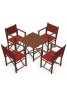  Pack de Sillas y Mesa Menorquinas de Madera Plegables Color Brandy. Conjunto de Mesa y 4 Sillas Menorquinas.