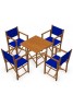 Pack de Sillas y Mesa Menorquinas de Madera Plegables Color Miel. Conjunto de Mesa y 4 Sillas Menorquinas.