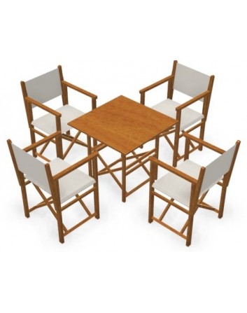 Pack de Sillas y Mesa Menorquinas de Madera Plegables Color Miel. Conjunto de Mesa y 4 Sillas Menorquinas.