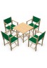 Pack de Sillas y Mesa Menorquinas de Madera Plegables Color Natural. Conjunto de Mesa y 4 Sillas Menorquinas.