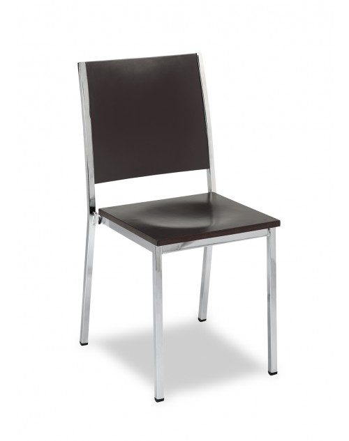 Silla Apilable Para Bares y Restaurantes Tubo Acerado Respaldo y Asiento de Madera M.138 Muebles Romero