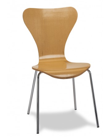 Silla Para Bares y Restaurantes Tubo Acerado M.141 Asiento y Respaldo de Madera