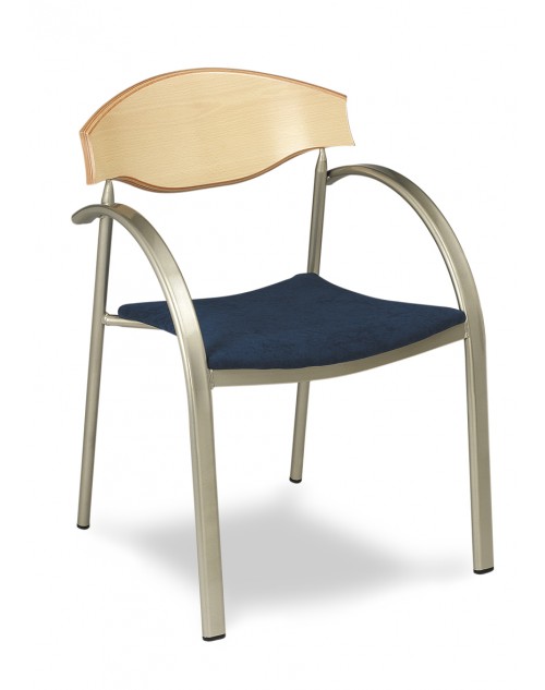 Sillón Apilable Para Bares y Restaurantes Tubo Acerado Respaldo de Madera M.245